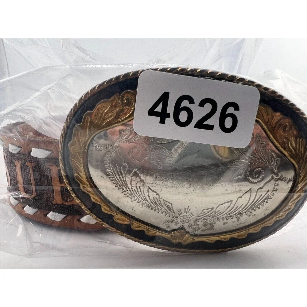 Vintage Sue Brown Leather Taper Cowboy‎ Western Belt - Waist Size 35.5